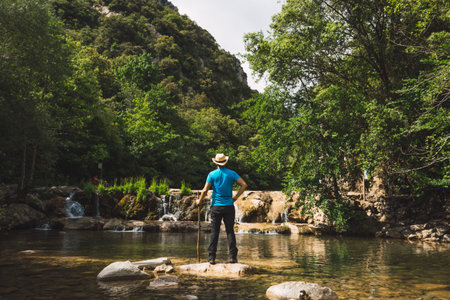 Man contemplating the greatness of the forest while hiking