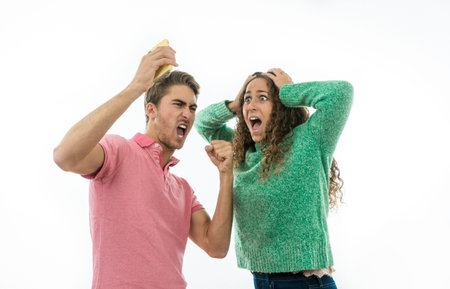 Man and woman betting money on the internet with the mobile phone