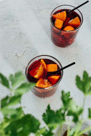 Pictures of typical Spanish food snacks (tapas). Composed of Sangria, iberian ham, manchego cheese and olivesの写真素材