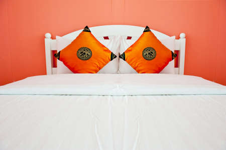 Orange Bedroom in a modern house - home interiors の写真素材