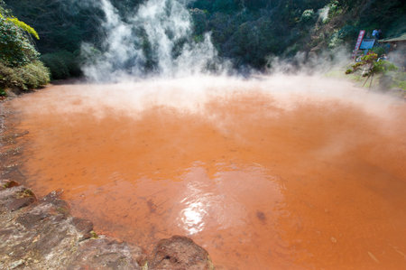 Thermal hot pond in Japan, the hells hot spring, Beppu の写真素材