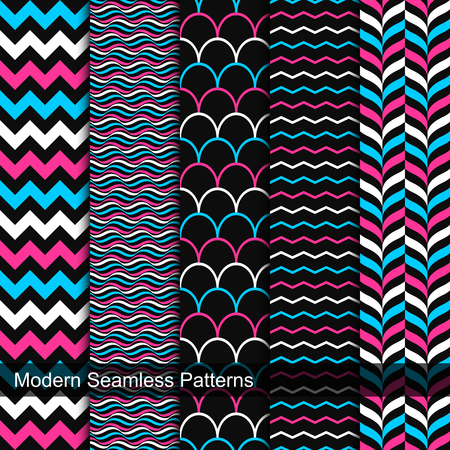 5 Vector seamless geometric patterns. Set of creative simple pattern for your design.のイラスト素材