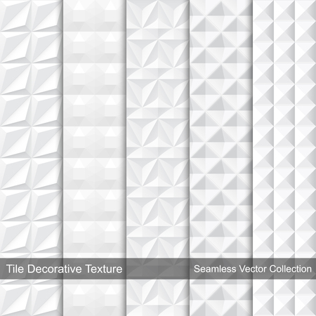 White geometric texture - seamless. Ceramic decorative patterns set.のイラスト素材
