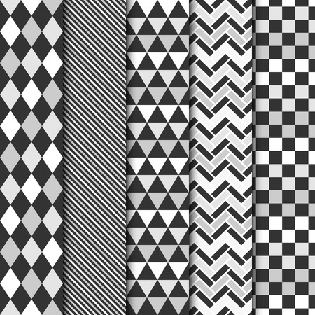 Tile collection of vector geometric seamless patterns.のイラスト素材