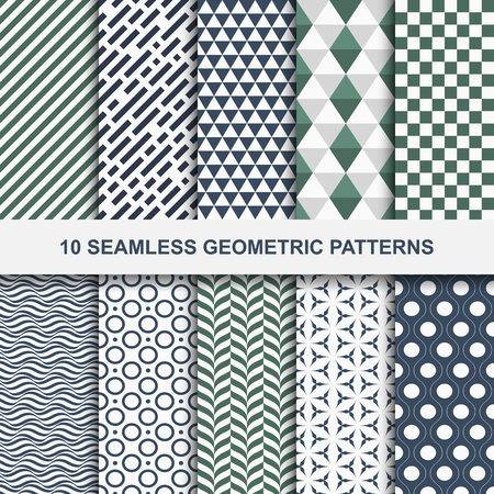 Set of vector geometric decorative patterns - seamless backgrounds.のイラスト素材