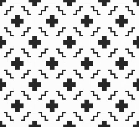 Geometric pattern - seamless.  Black and white cross.のイラスト素材