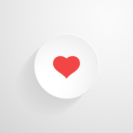 Vector white round button. Heart isolated iconのイラスト素材