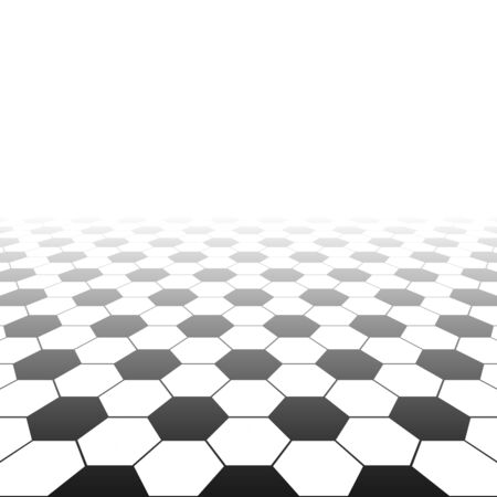 Abstract background with perspective. Tiled floor with black and white shapes. Vector illustration eps10.のイラスト素材