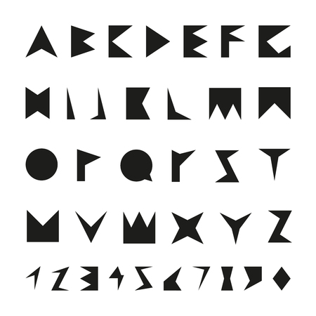 Black font with numbers. Vector alphabet in minimalist style.の写真素材