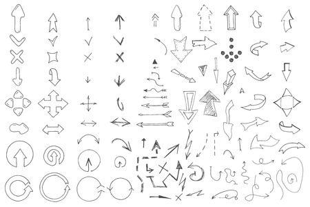 Hand drawn arrows collection. Doodle style.のイラスト素材