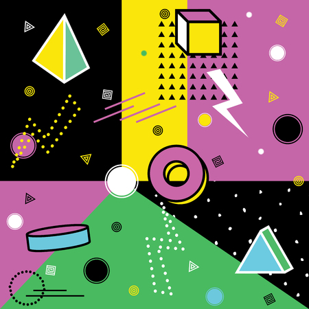 Abstract vector pattern with geometric shapes. Retro memphis styleのイラスト素材
