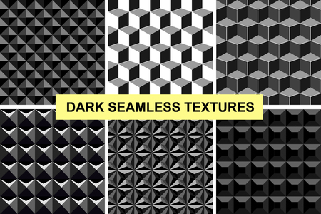 Collection of geometric seamless 3d textures.のイラスト素材