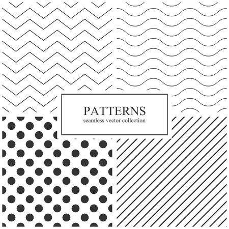 Collection of simple seamless geometric patterns.のイラスト素材
