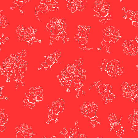 Seamless happy valentine day pattern. Hand drawnのイラスト素材