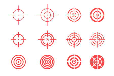 Collection of target icons on white background. Aim signs set.のイラスト素材