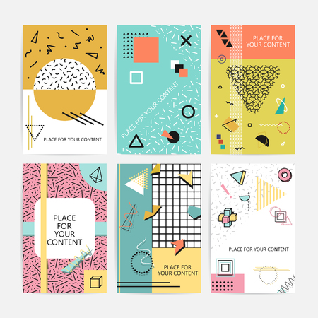 Set of banners in memphis style.のイラスト素材