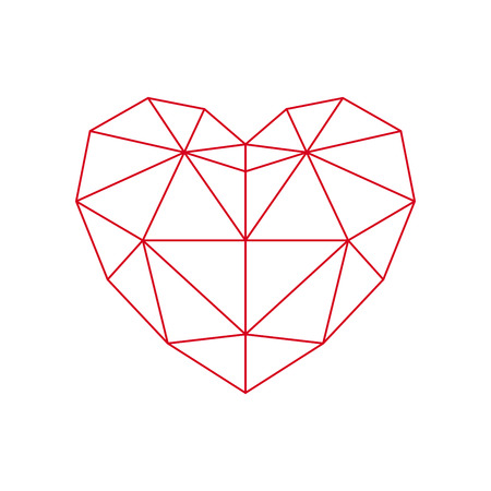 Red polygon heart - icon.のイラスト素材