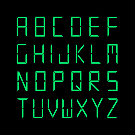 Digital english alphabet. Green fontのイラスト素材