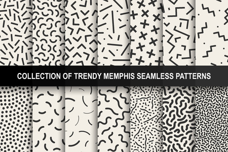 Collection of memphis seamless patterns. Fashion 80-90s. You can find seamless backgrounds in swatches panelのイラスト素材