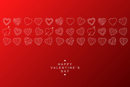 Happy valentines day background with creative doodle hearts. Poster, card, flyers, coverのイラスト素材