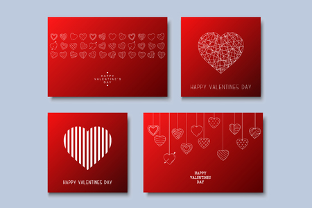 Set of stylish greeting cards,posters,brochures. Happy valentines day backgroundsのイラスト素材