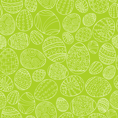 Colorful seamless Easter pattern in doodle styleのイラスト素材