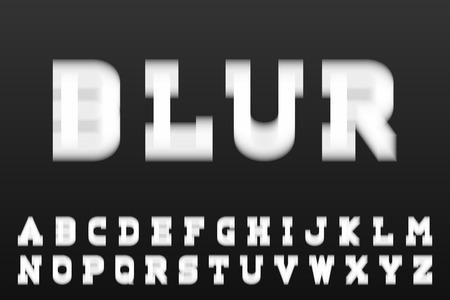 Blur font - creative vector english alphabet. White latin lettersのイラスト素材
