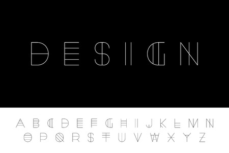 Creative futuristic font. Modern english alphabet, unusual latin letters.のイラスト素材