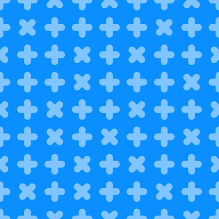 Vector seamless cross pattern - geometric bright minimalistic design. Blue repeatable simple background.のイラスト素材