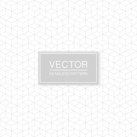 Simple seamless geometric pattern - minimalistic cubes design. Abstract trendy background. Grid white and grey textureのイラスト素材
