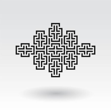 Vector geometric design. Modern techno icon. Abstract digital symbol with creative shapesのイラスト素材