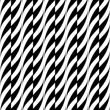 Vector seamless decorative pattern. Weave striped black and white texture. Abstract monochrome...