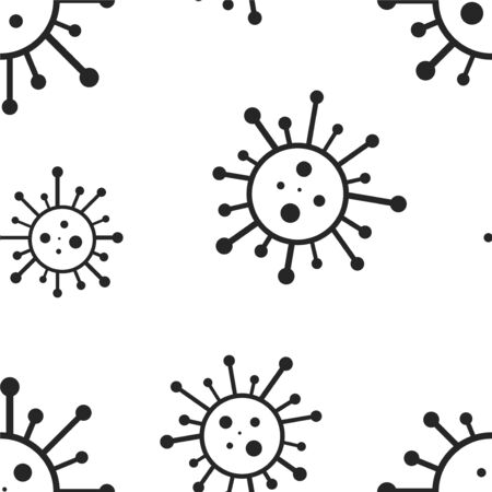 Vector seamless virus pattern. Cartoon black and white cell design. Artistic endless bacteria background. Coronavirus, covid-19, ncov simple printのイラスト素材