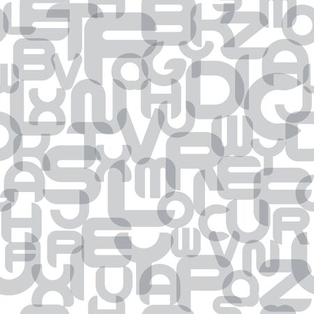 Stylish seamless vector alphabet pattern. Fashion white repeatable background with gray english latin lettersのイラスト素材