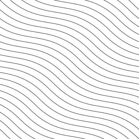 Vector creative seamless outline pattern. Striped endless wave texture. White repeatable minimalistic background with black wavy linesのイラスト素材