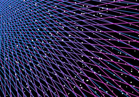 Abstract futuristic colorful background - techno design. Bright neon linear grid pattern. Vibrant...