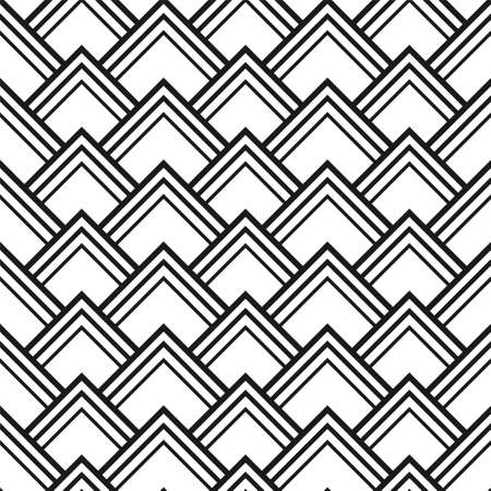 Creative seamless chinese vector pattern. Geometric oriental design. Tile black and white repeatable textureのイラスト素材