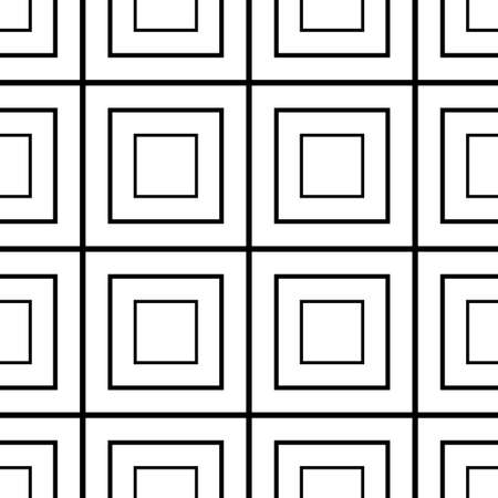Vector seamless geometric pattern. Monochrome squared repeatable background. Simple black and white grid texture - endless designのイラスト素材