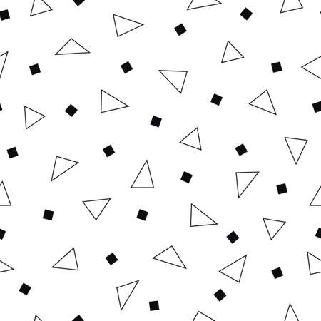 Vector simple seamless pattern with geometric shapes. Retro design, fashion style 80-90s. Trendy black and white textile texture. Minimalistic repeatable printのイラスト素材