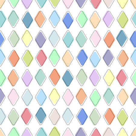 Color seamless geometric pattern - tile mosaic design. Bright fashion background, vibrant repeatable textureのイラスト素材