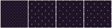 Vector simple seamless patterns. Abstract trendy minimalistic backgrounds. Dark textile prints