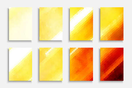 Collection of bright colorful covers, templates, banners, placards, brochures, cards, flyers and etc. Abstract light vibrant posters - mosaic gradient designのイラスト素材