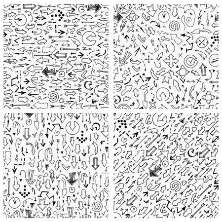Set of arrow patterns in doodle styleのイラスト素材