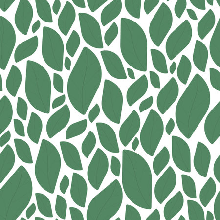 Vector seamless leaves pattern - green mosaic design. Hand drawn decorative endless backgroundのイラスト素材