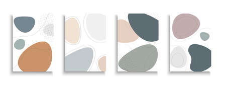 Set of trendy fashion contemporary covers, templates, posters, placards, brochures, banners, flyers and etc. Abstract trendy painting delicate designのイラスト素材