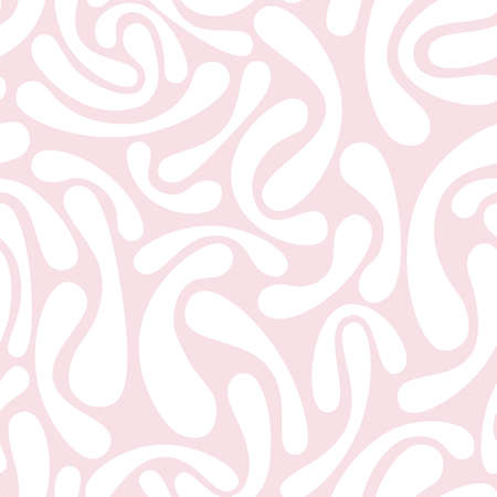Vector seamless pattern with creative abstract shapes - delicate design. Drawing trendy endless background. Pink and white textureのイラスト素材