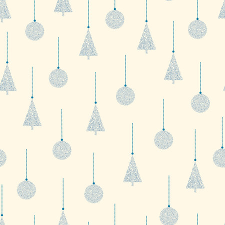 Vector christmas seamless pattern - minimalistic design. Repeatable festive background with xmas elements. Trendy holiday printのイラスト素材