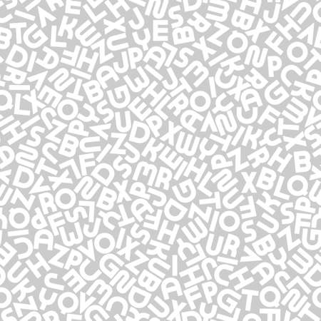 Vector seamless alphabet pattern with mosaic latin letters. White and gray fashion design - repeatable trendy backgroundのイラスト素材