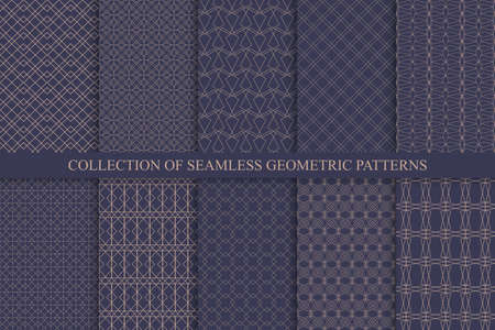 Collection of seamless ornamental vector patterns. Geometric oriental design. Repeatable elegant backgroundsのイラスト素材