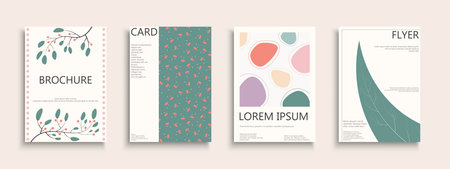 Set of color cute covers, templates, placards, brochures, banners, flyers and etc. Stylish elegant...